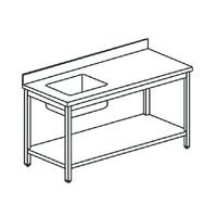 Werktafel | Wasbak Links | Opstanden rand | 190X60 cm | STVS619