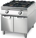 Gas Range With 4 Burners On Cabinet With Doors, Stainless Steel Containers, Two-Sided Panel Control, Virtus VS11080PCG