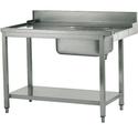 Mastro Aanrijktafel Voor Linkerzijde, Met Wasbak Links Voor Kapvaatwasser, B=1200 Mm | Z/TIS1200