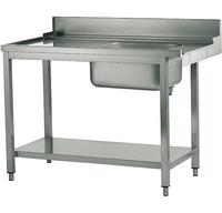Mastro Aanrijktafel Voor Linkerzijde, Met Wasbak Links Voor Kapvaatwasser, B=1800 Mm | Z/TIS1800