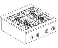 Gas Kookunit 4 Br. 14Kw | Combisteel | 7266.0020