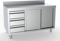 700 Werktafel Schuifdeuren Laden Links Met Rand 2000, combisteel 7333.0270