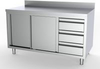 700 Werktafel Schuifdeuren Laden Rechts Met Rand 1800, combisteel 7333.0276