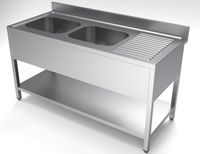 700 Spoeltafel Bodemschap 2 Links 1600, CombiSteel 7333.0850