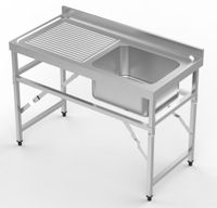 Inklapbare Spoeltafel | 120 x 60cm | 1 rechts | Combisteel | 7490.0275