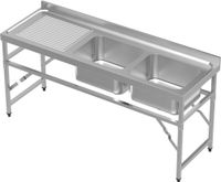 Inklapbare Spoeltafel | 180 x 60cm | 2 rechts | Combisteel | 7490.0280