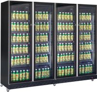 Koelkast 4 Glasdeuren Zwart, Combisteel 7526.0020