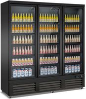 KOELKAST 3 GLASDEUREN ZWART - CombiSteel 7526.0110