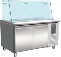 Koelwerkbank Saladette | Glasopstand Recht | 2 Deuren | 3x 1/1 + 3x 1/6 GN Bak | Combisteel | 7950.0422