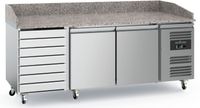 Pizzawerkbank | Graniet | 2 deuren + 7 lades | RVS | Ecofrost | 7950.5150