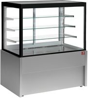 Vitrine toonbank verwarmd | B=100cm, 4 niveaus | zonder reserve | Zwart/GRIJS | Diamond Cb10ht-G5-P