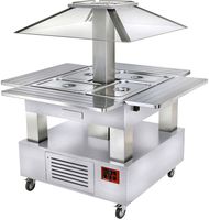 Diamond Eiland bain-marie warm buffet, gemotoriseerd koepel  4x GN 1/1-150 (wit hout) | CBM/4D-A1+KM