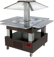 Diamond Eiland bain-marie warm buffet, gemotoriseerd koepel  4x GN 1/1-150 (Wengé hout) | CBM/4D-B1+KM