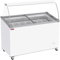 Diamond IJsconservator met Toonbank, 381 Liter, Schuifdeksels op Wieltjes met Gebogen Glas, Capaciteit voor 7 Bakken - CCV5-MP