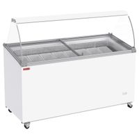 Diamond IJsconservator met Toonbank, 467 Liter, Schuifdeksels op Wieltjes met Gebogen Glas, Capaciteit voor 8 Bakken - CCV7-MG