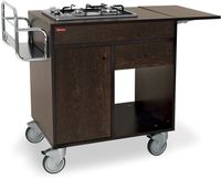 Flambeerwagen, 2 Gasbranders, "wengé", Wielen 2 Met Rem, Diamond CF/2FW