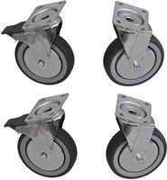 Diamond 4 Wielen kit in RVS voor kast, 2 met rem | A77KIT/B-X