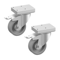 Roestvast Stalen Wielen met Rem Ø 100 mm (2 Stuks) - Diamond A7/KRT-2F