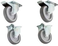 Diamond Kit van 4 wielen, 2 met rem voor steun en kast | AC/K4F