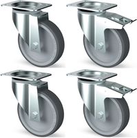 Set van 4 R.V.S Wielen | Zwenkend | 2 met rem | AIK4-L | Diamond