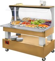 Diamond Buffet - Wandsalad bar, gekoeld, 4x GN 1/1-150 (Licht eiken hout) | ASB/4N-D1-R2