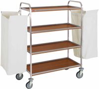 Inox Wagen Aan Wasgoed, 4 Niveaus, Met 2 Zakken - Donkere Eik, Diamond C2SL/1-NC