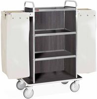 Inox Wagen Voor Wasgoed, 4 Niveau's, 2 Zakken - Donkere Eik, Diamond C2SL/2-NC