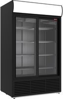 Diamond Positieve Gekoelde Vitrine 1230 Liter, Lichtbak, 2 Schuifdeuren - ZWART - DRK12-CB