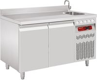 Geventileerde Koelwerkbank "muraal",  2 Deuren GN 1/1, 260 Lit. Met Spoelbak, Diamond DT131/P9A_EV