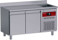 Diamond DT131/P9H-DV Geventileerde koelwerkbank met "achterwand", 2 deuren GN 1/1, 260 Lit. met spoelbak