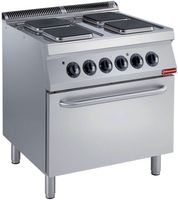 Diamond Fornuis met 4 vierkante platen, elektrische oven GN 2/1 | E17/4PQF8-230/3--N