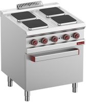 Elektrisch Fornuis 4 Vierkante Platen Op Elektrische Oven GN 2/1 En Gril - Diamond E7/4PQF7-N