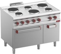 Elektrisch Fornuis Met 6 Ronde Platen - Elektrische Oven GN 2/1 En Grill - Met Kast GN 1/1 - Diamond E7/6PFA11-N