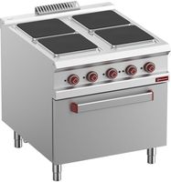 Elektrisch Fornuis Met 4 Vierkante Kookplaten Op Elektrische GN 2/1 Oven - Diamond E9/4PQF8-N