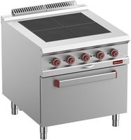 Elektrisch Fornuis Met 4 Verlaagde Kookplaten Op Oven GN 2/1 - Diamond E9/4SPF8-N