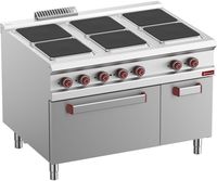 Elektrisch Fornuis Met 6 Vierkante Kookplaten Op Elektrische Oven GN 2/1 - Gesloten Neutrale Kast - Diamond E9/6PQFA12-N