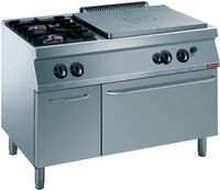 Fornuis 2 vuren, 1 doorkookplaat, gasoven GN 2/1, neutrale kast | 1700 line | Diamond | G17/T2BFA12-N