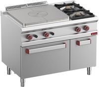 Fornuis - Doorkookplaat - 2 Gasbranders - Gasoven GN 2/1 - Kast GN 1/1 - Diamond G7/T2BFA11-N