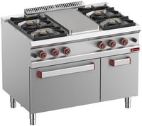 Gasfornuis 4 Branders - Sudderplaat - Gasoven GN 2/1 En Kast GN 1/1 - Diamond G7/TM4BFA11-N