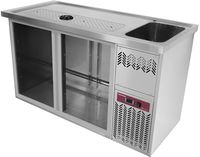 Diamond Bar Toonbank met 2 Compartimenten Afdruiprek + Rooster 1 Spoelbak Rechts. - KBR/21D