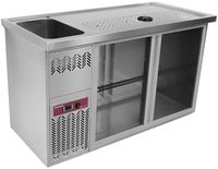 Diamond Bar Toonbank met 2 Compartimenten Afdruiprek + Rooster 1 Spoelbak Links. - KBR/21G