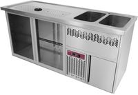 Diamond Bar Toonbank met 2 Compartimenten Afdruiprek + Rooster 2 Spoelbakken Rechts. - KBR/22D