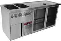 Diamond Bar Toonbank met 2 Compartimenten Afdruiprek + Rooster 2 Spoelbakken Links. - KBR/22G