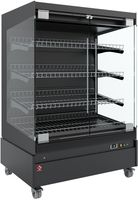 Diamond Warmte Vitrine, Zelfbediening, met Glazen Deur, op Wielen - FULL BLACK - HAS10-P5