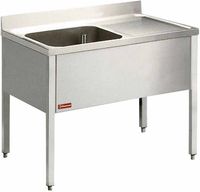 Diamond Spoeltafel met 1 Kuip, 1 Rechts Druipvlak, met Onderstel - L1410D-KD-D