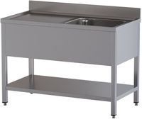 Diamond L1411/D-SS2 Spoeltafel met 1 kuip en 1 afdruipblad links, met onderlegplank