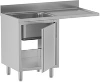 Diamond L1411/VAD-SD3 Spoeltafel met 1 kuip, druipvlak rechts, op kast met 1 draaideur en ruimte voor vaatwas