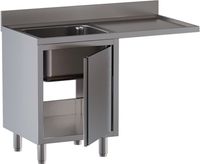 Diamond L1411/VAD-SD3 Spoeltafel met 1 kuip, druipvlak rechts, op kast met 1 draaideur en ruimte voor vaatwas