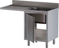 Diamond L1411/VAD-SS3 Spoeltafel met 1 kuip, druipvlak links, op kast met 1 draaideur en ruimte voor vaatwas