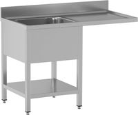 Diamond L1411/VD-SD1 Spoeltafel met 1 kuip en 1 afdruipblad rechts, met onderlegplank en ruimte voor vaatwasser